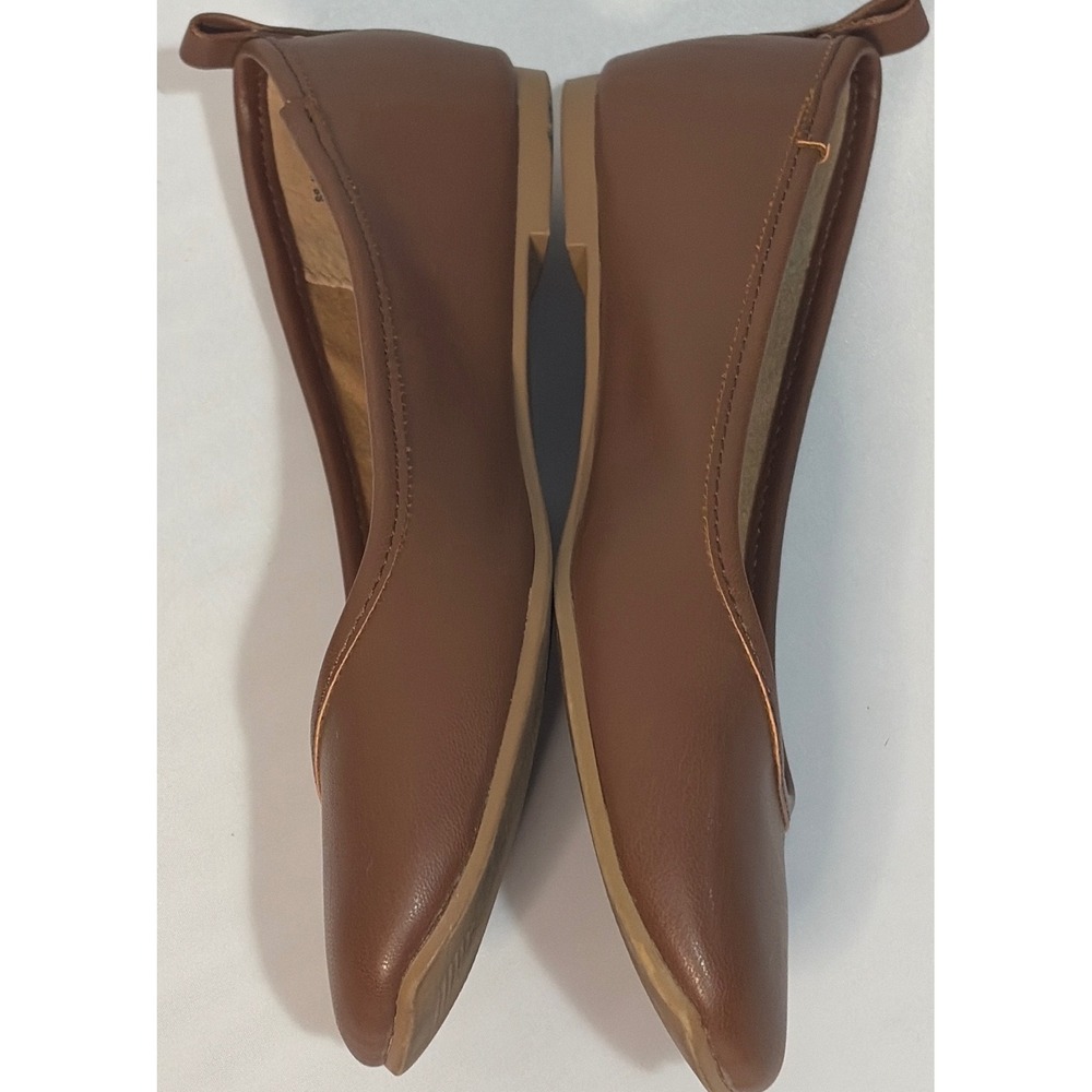 Sun + Stone Avvery Brown Square Toe Ballet Flats Womens 5.5 Cognac Slip On Shoes - Picture 5 of 10